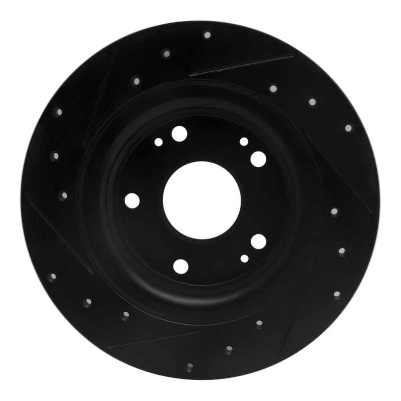 Honda Civic Brake Rotor (1) - Rear Right - R1 Concepts - Drilled & Slotted - Black - `17-`20